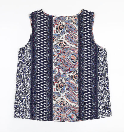 Jaqueline De Yong Womens Multicoloured Paisley Polyester Basic Blouse Size 8 Round Neck