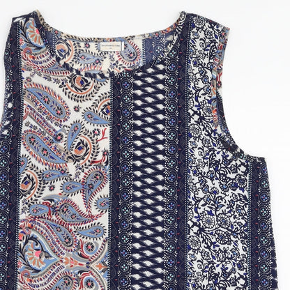 Jaqueline De Yong Womens Multicoloured Paisley Polyester Basic Blouse Size 8 Round Neck