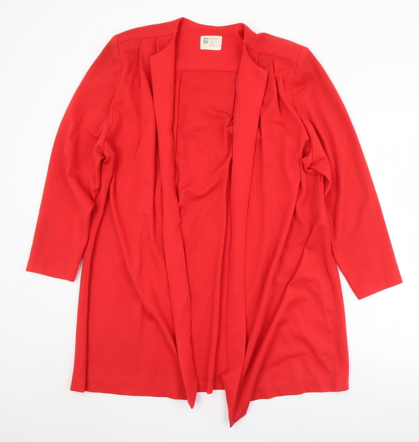 Preworn Womens Red Collared  Polyester Cardigan Jumper Size 14