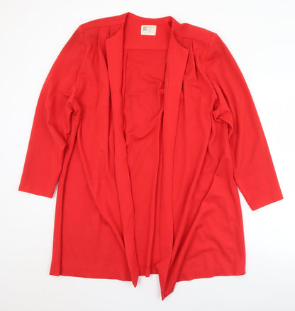 Preworn Womens Red Collared  Polyester Cardigan Jumper Size 14