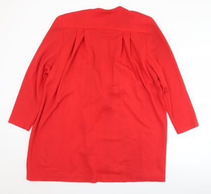 Preworn Womens Red Collared  Polyester Cardigan Jumper Size 14