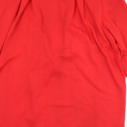 Preworn Womens Red Collared  Polyester Cardigan Jumper Size 14