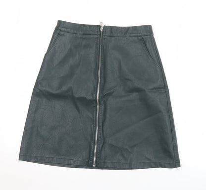 A&G Womens Green  Viscose A-Line Skirt Size XS   Zip