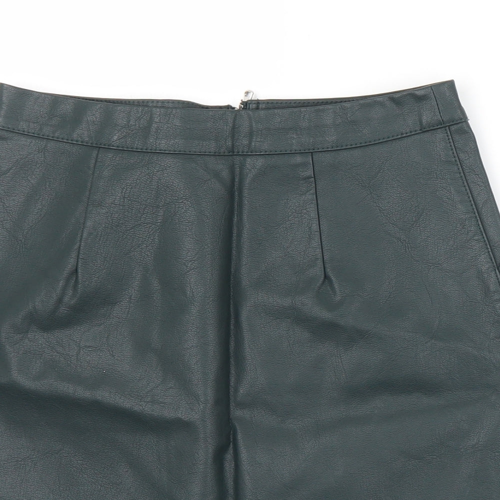 A&G Womens Green  Viscose A-Line Skirt Size XS   Zip