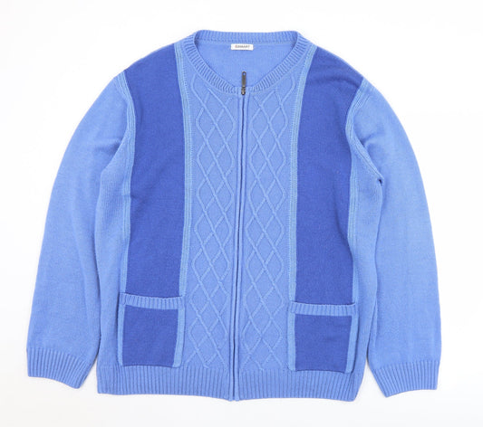 Damart Mens Blue Round Neck  Acrylic Full Zip Jumper Size XL