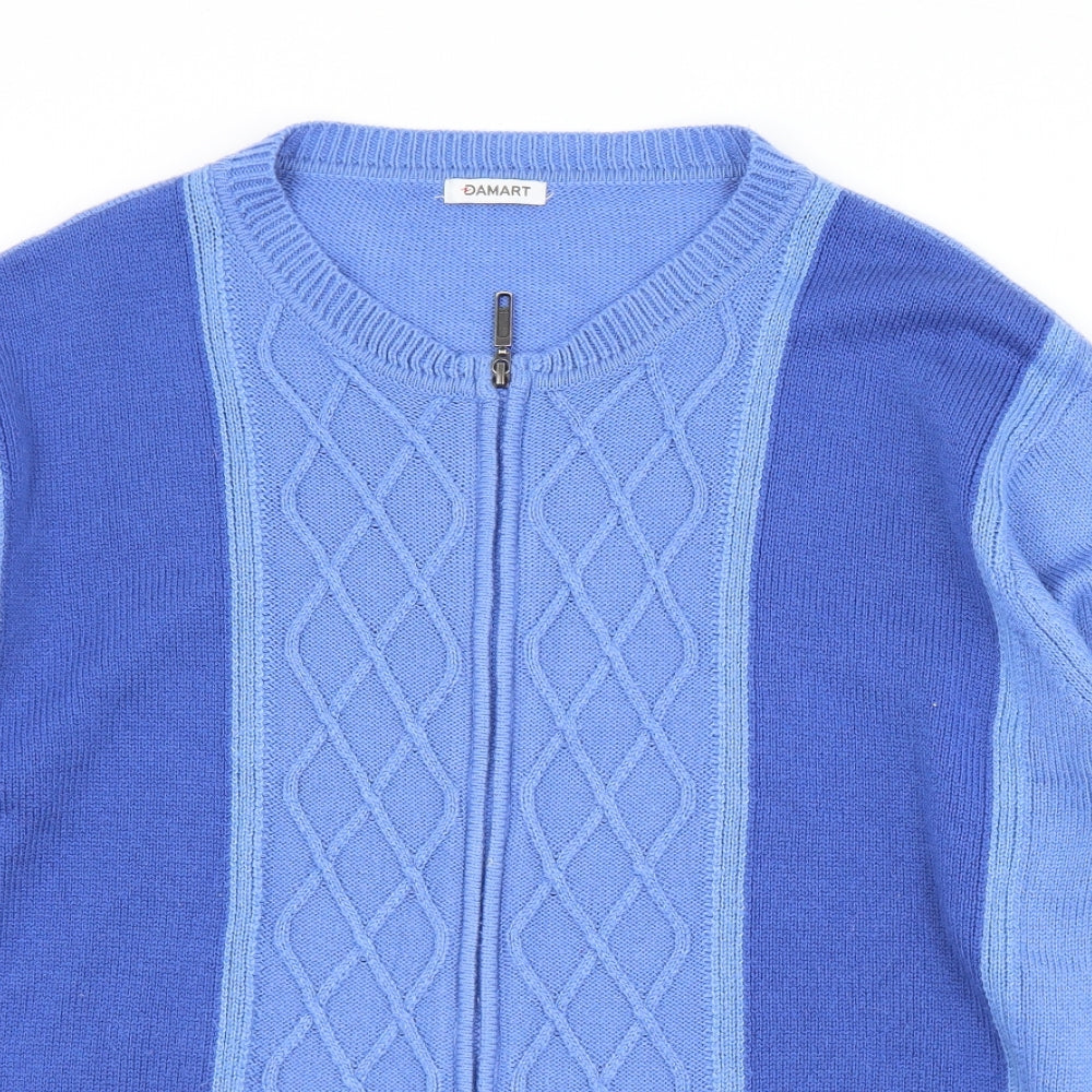 Damart Mens Blue Round Neck  Acrylic Full Zip Jumper Size XL