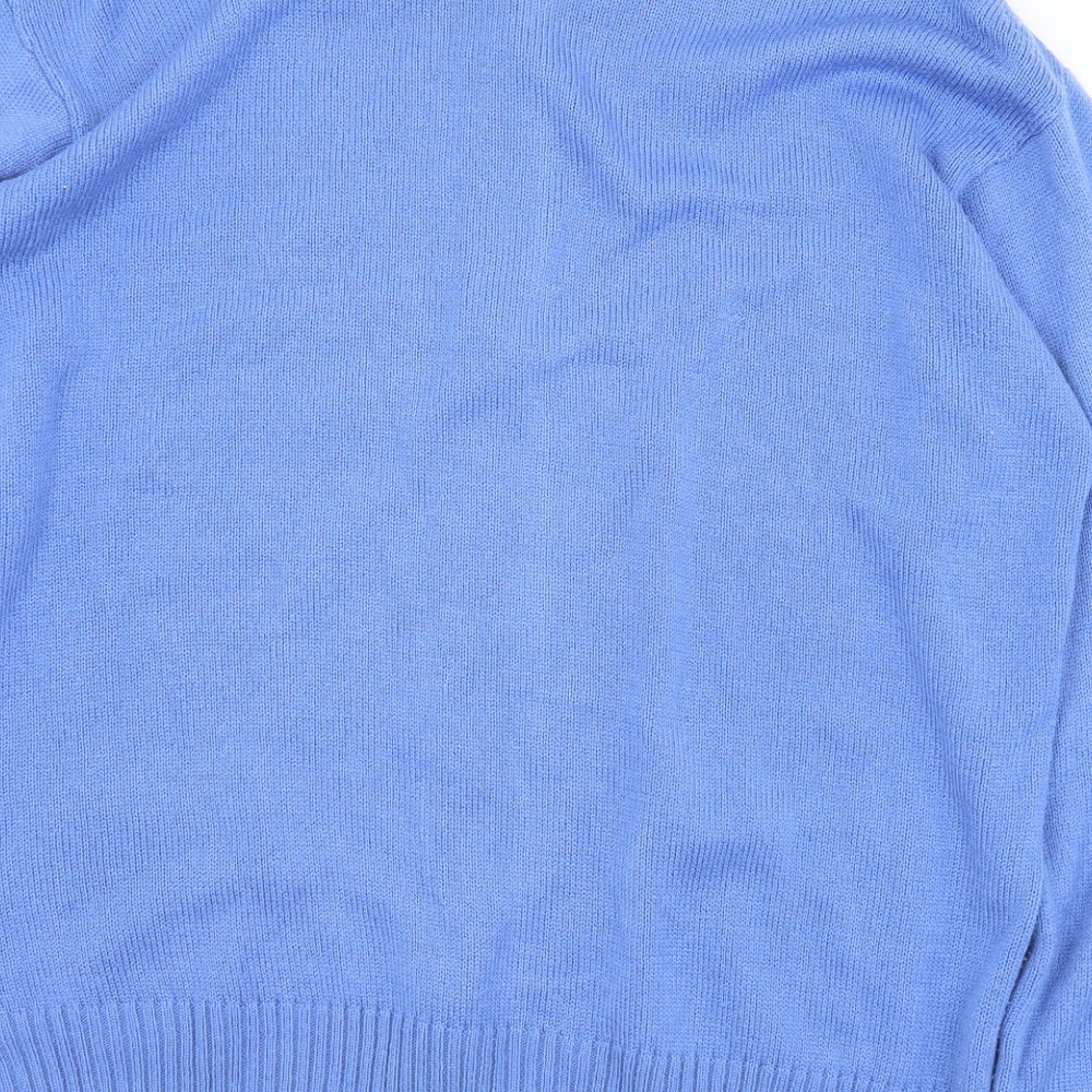 Damart Mens Blue Round Neck  Acrylic Full Zip Jumper Size XL