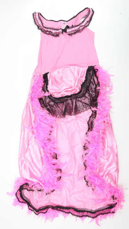 Smiffys Womens Pink  Polyester Wrap Dress  Size M  Round Neck  - Fancy Dress