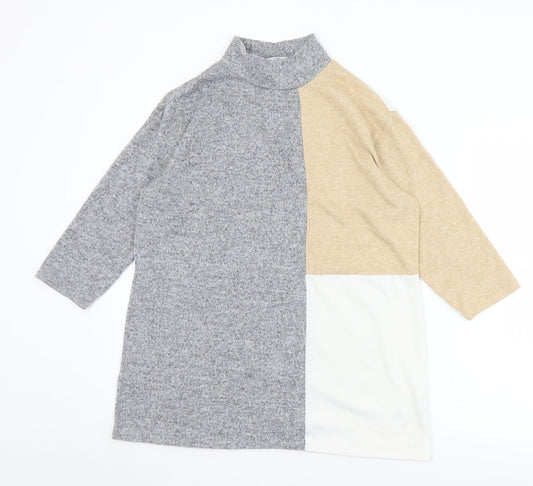 Nutmeg Womens Multicoloured Mock Neck  Polyester Pullover Jumper Size 12