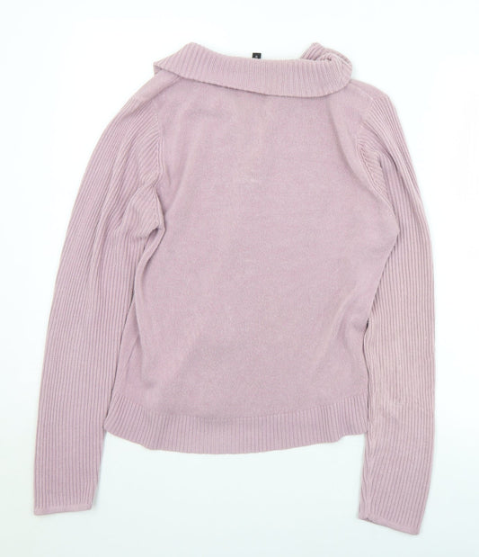 Womens UK Size S Ellie Louise Purple Full Zip Jumper