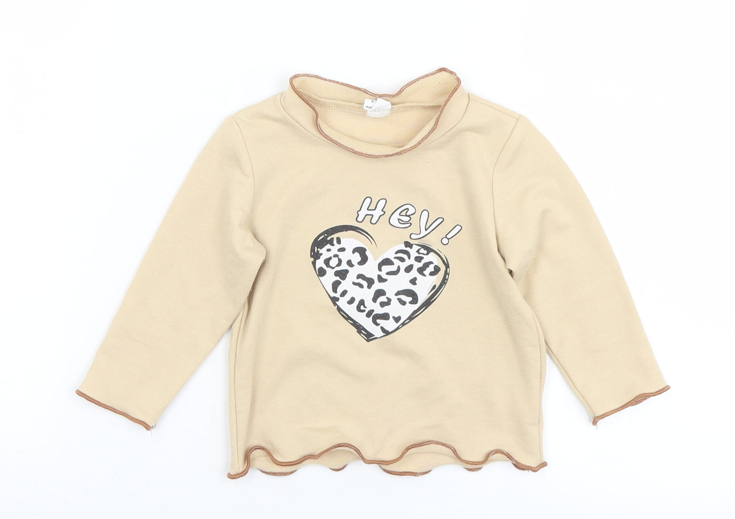 SheIn Girls Brown Animal Print Polyester Basic T-Shirt Size 9-12 Months Mock Neck  - Hey