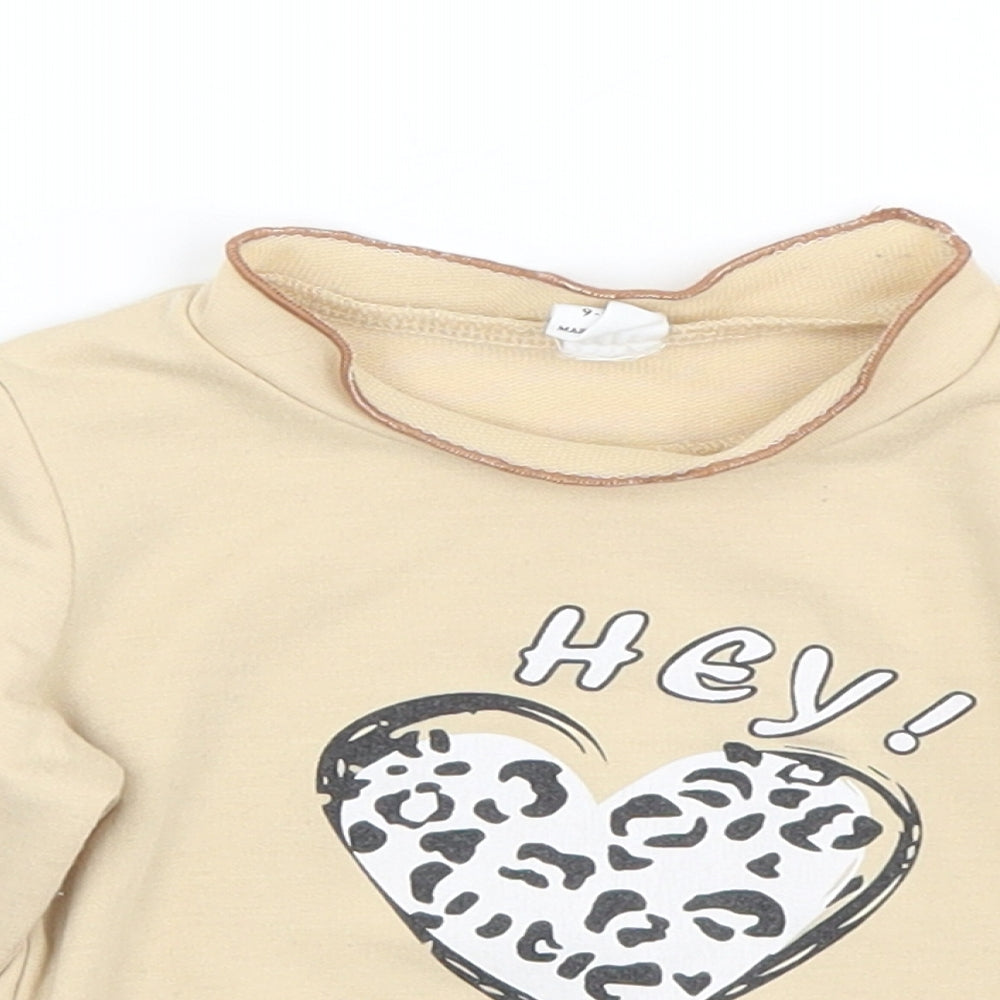 SheIn Girls Brown Animal Print Polyester Basic T-Shirt Size 9-12 Months Mock Neck  - Hey