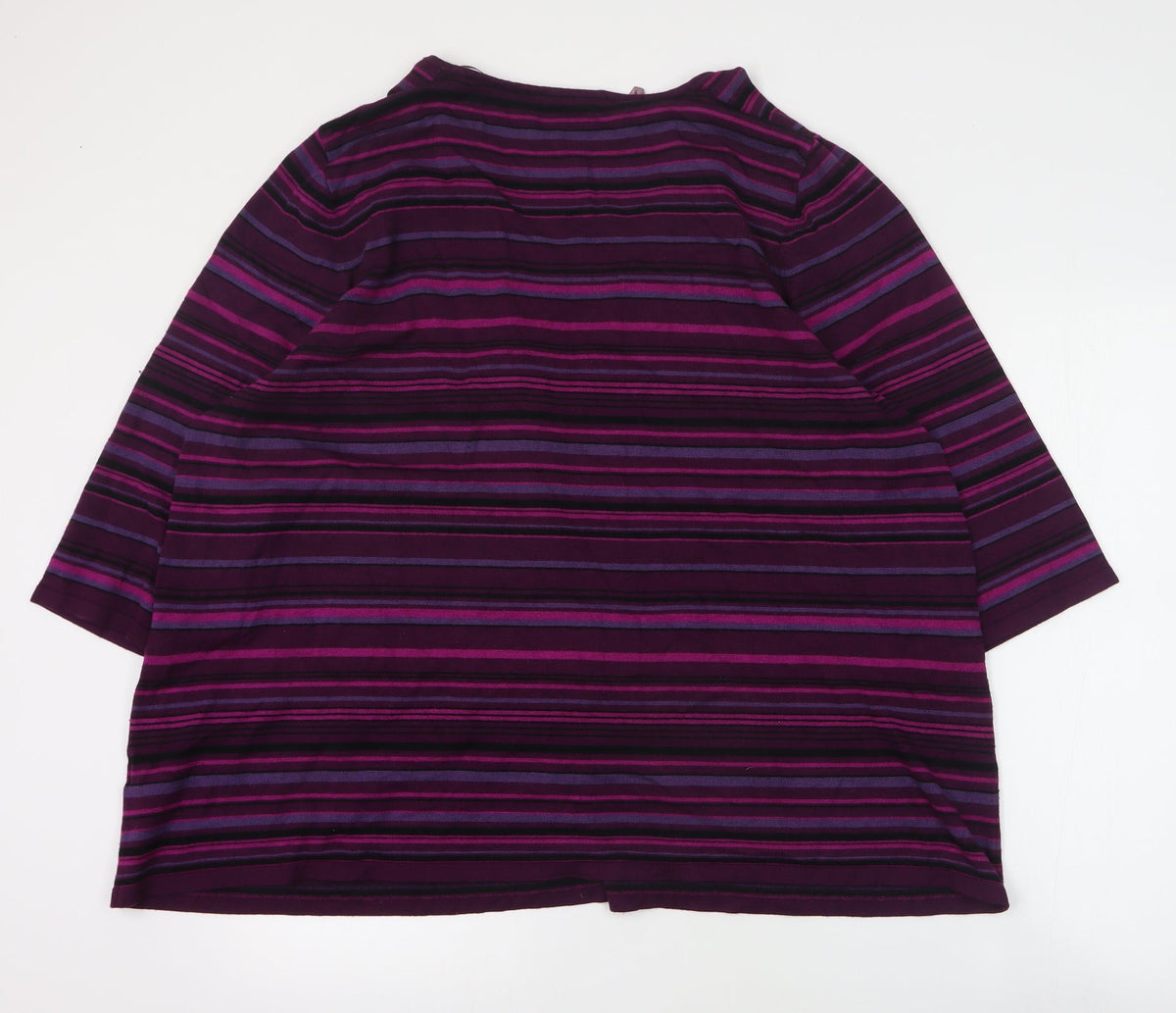 Essence Womens Purple V-Neck Striped Viscose Pullover Jumper Size 30