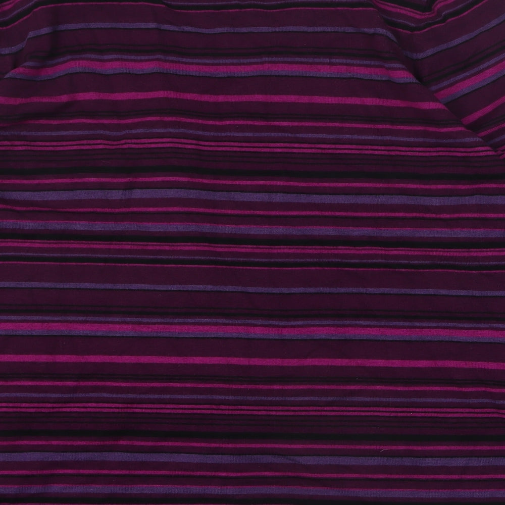 Essence Womens Purple V-Neck Striped Viscose Pullover Jumper Size 30