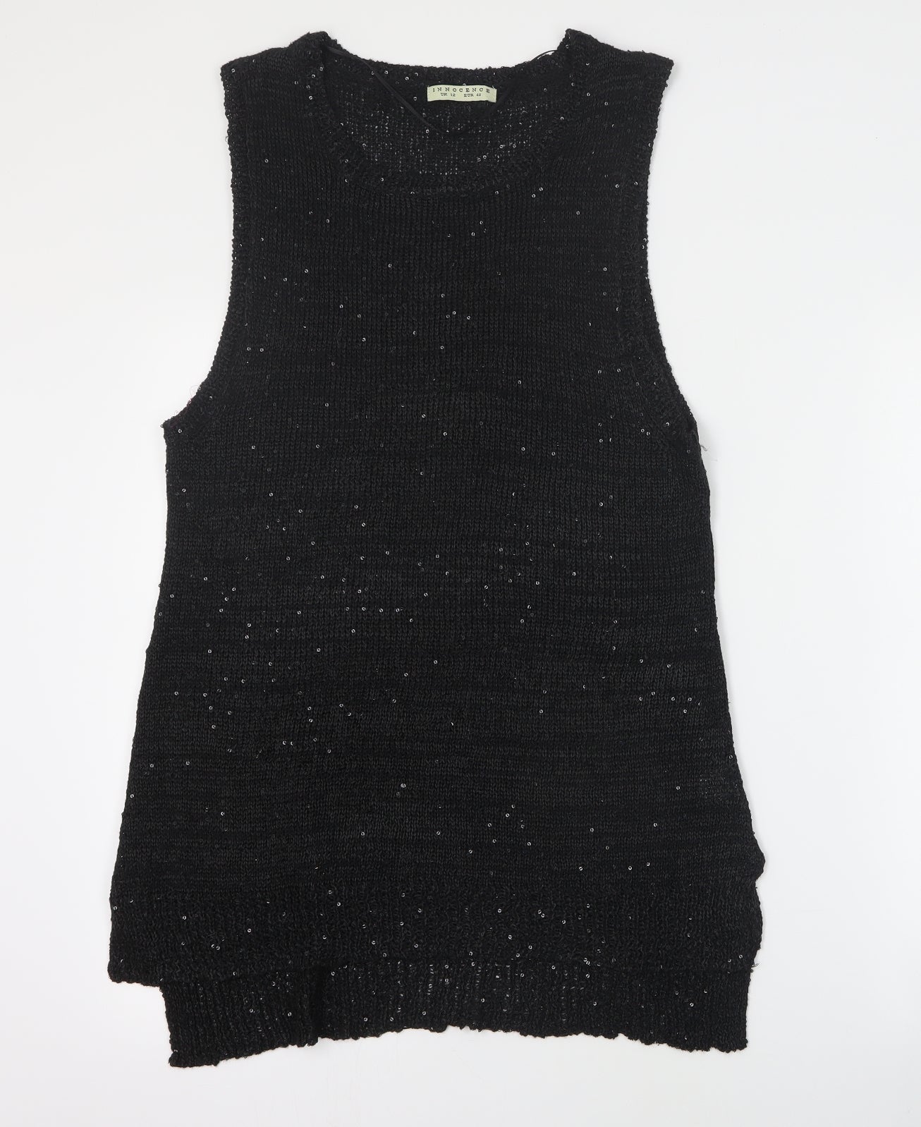 Innocence Womens Black  Polyester Basic Tank Size 12 Round Neck