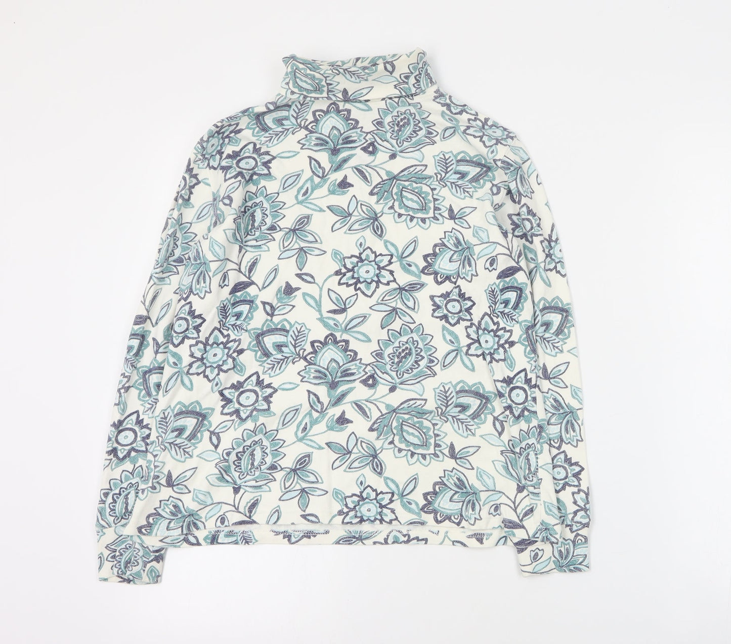 Karen Scott Womens Blue Floral Cotton Pullover Sweatshirt Size S  Pullover
