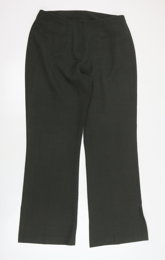 Select Womens Green  Polyester Dress Pants Trousers Size 14 L32 in Regular Zip