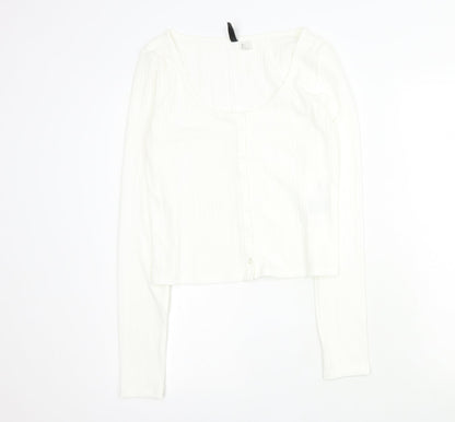 Womens UK Size L H&M White Cropped T-Shirt