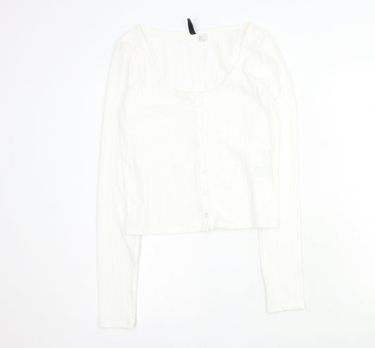 Womens UK Size L H&M White Cropped T-Shirt