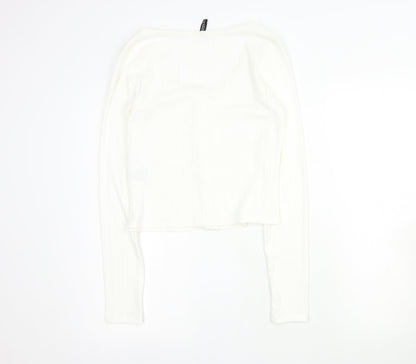 Womens UK Size L H&M White Cropped T-Shirt