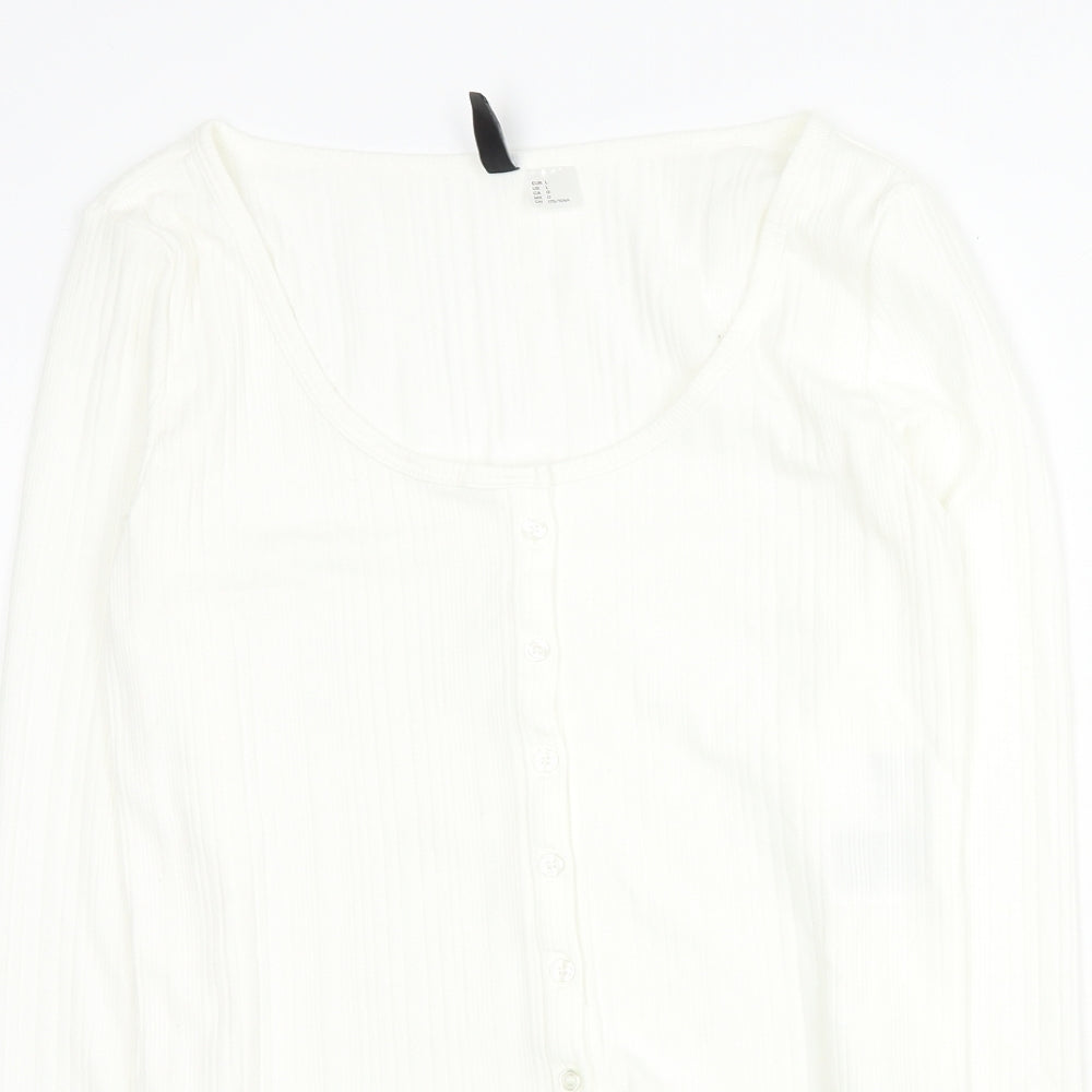 Womens UK Size L H&M White Cropped T-Shirt