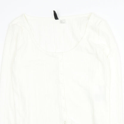 Womens UK Size L H&M White Cropped T-Shirt