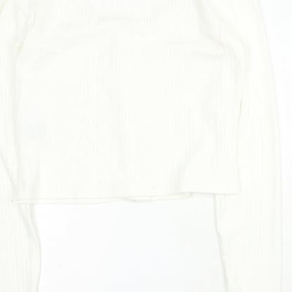 Womens UK Size L H&M White Cropped T-Shirt
