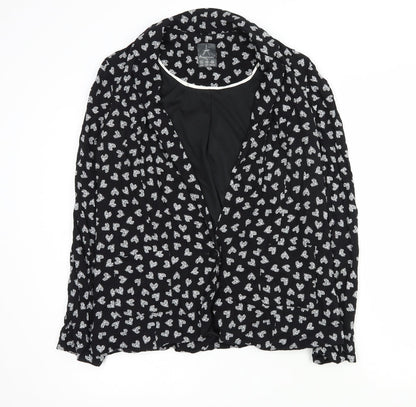Primark Womens Black Geometric  Jacket Blazer Size 14  Button