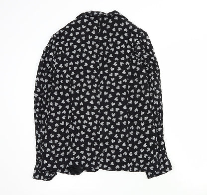 Primark Womens Black Geometric  Jacket Blazer Size 14  Button
