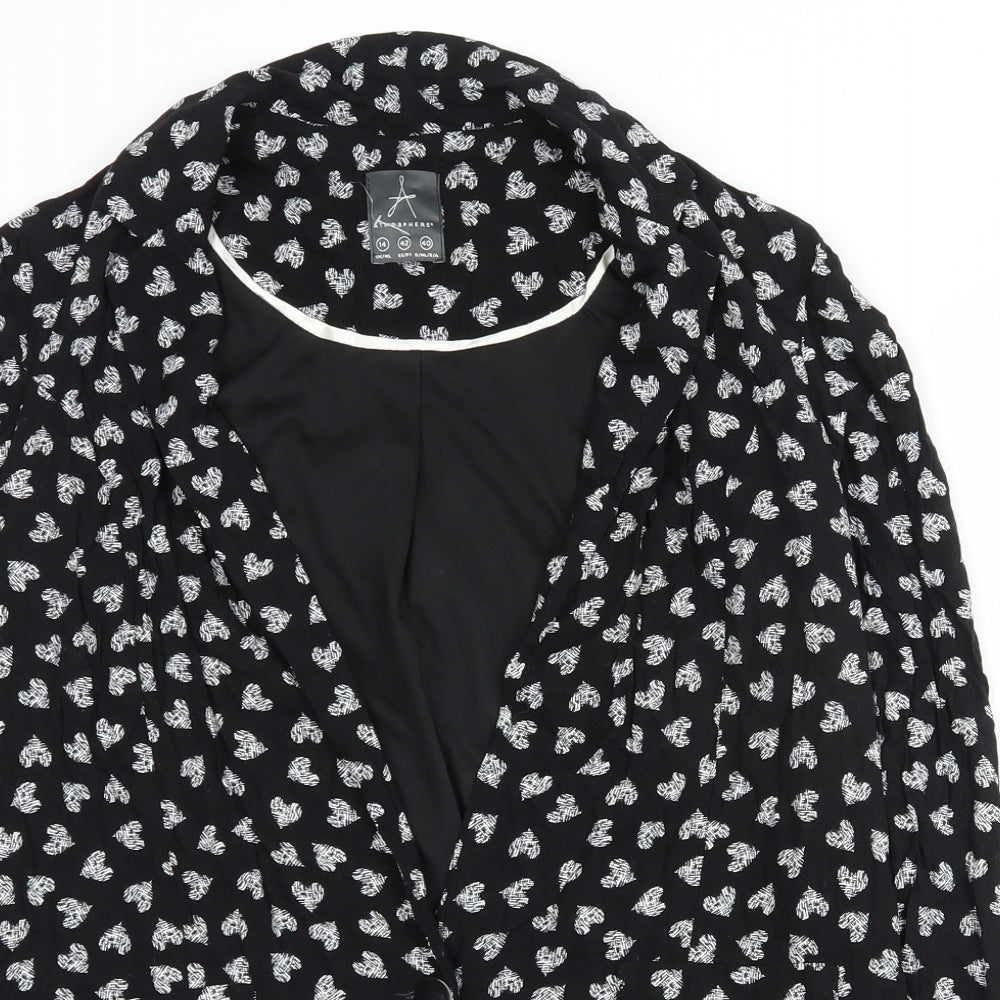 Primark Womens Black Geometric  Jacket Blazer Size 14  Button