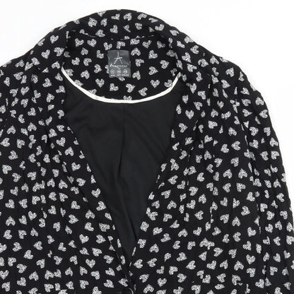 Primark Womens Black Geometric  Jacket Blazer Size 14  Button