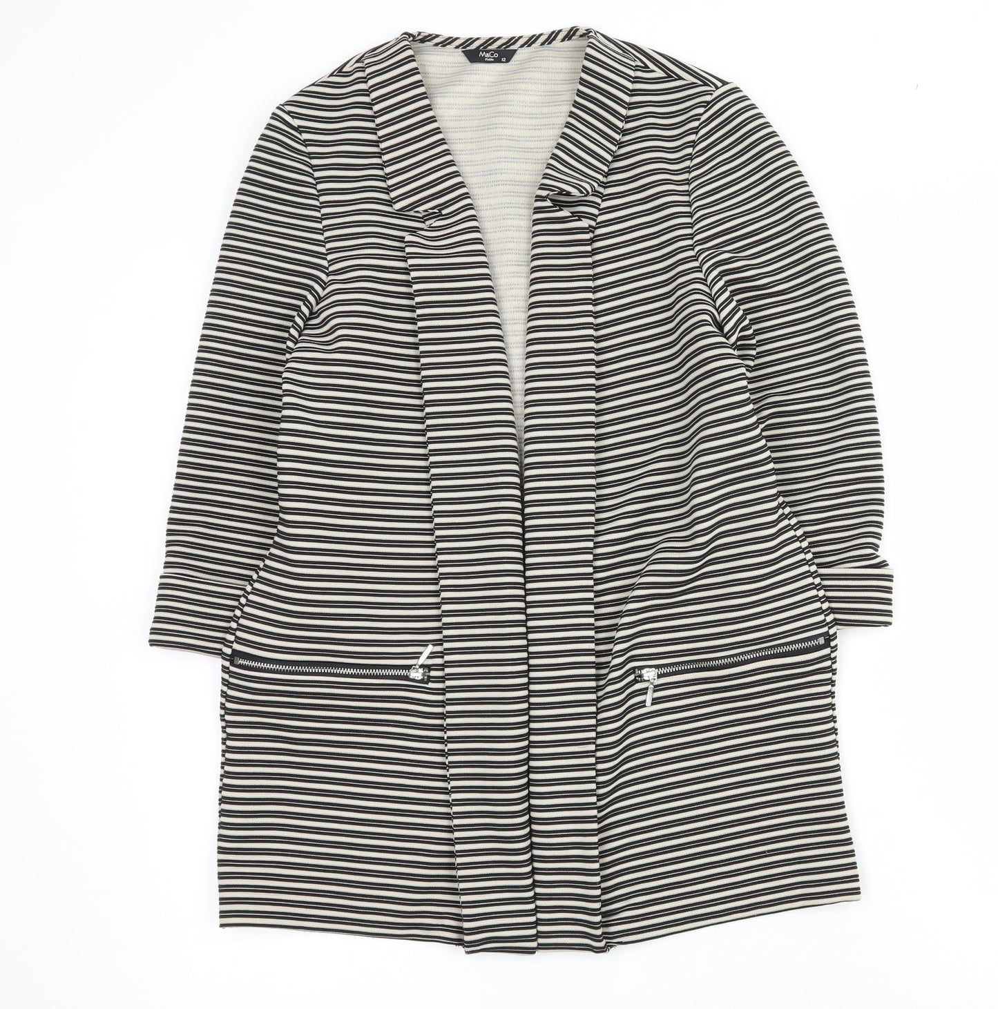 M&Co Womens Black Striped  Jacket Blazer Size 12