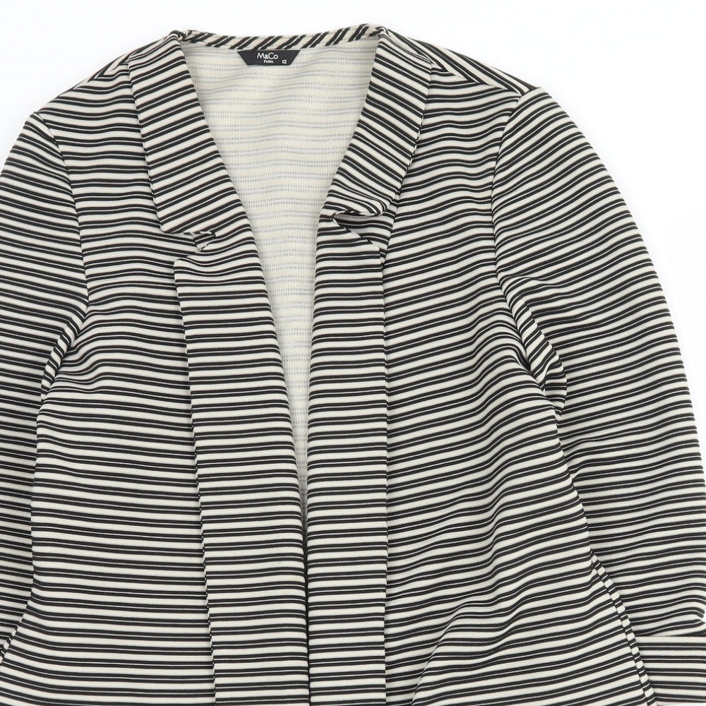 M&Co Womens Black Striped  Jacket Blazer Size 12