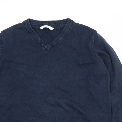 Marks and Spencer Boys Blue V-Neck  Cotton Pullover Jumper Size 10-11 Years  Pullover