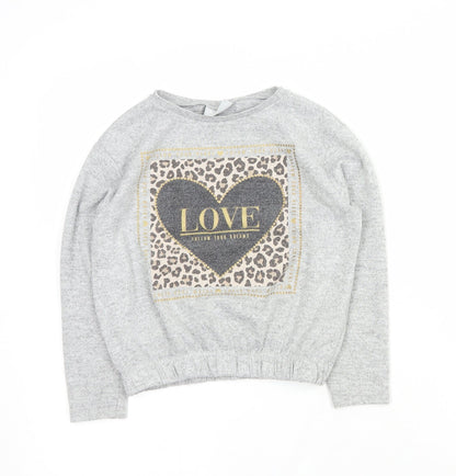 Matalan Girls Grey Round Neck  Polyester Pullover Jumper Size 9 Years  Pullover
