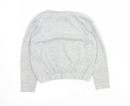 Matalan Girls Grey Round Neck  Polyester Pullover Jumper Size 9 Years  Pullover
