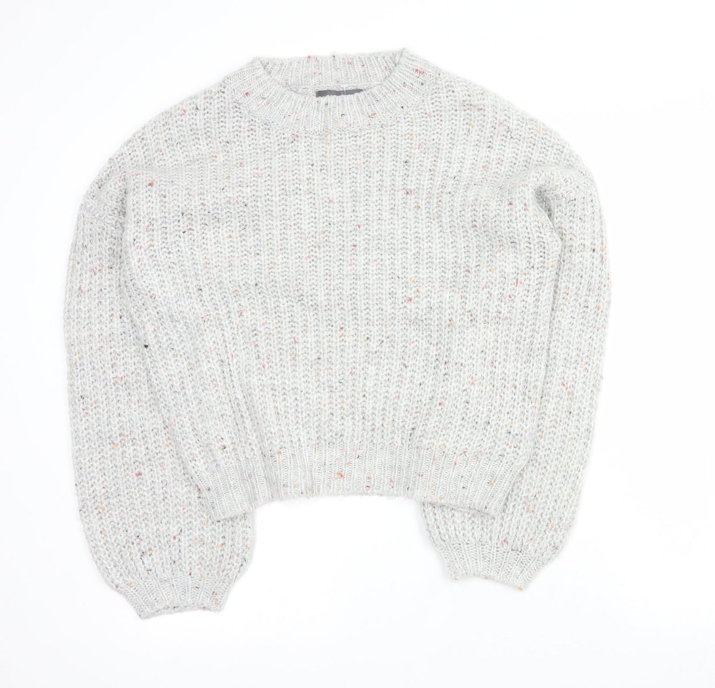 Primark Womens Grey Round Neck  Acrylic Pullover Jumper Size 2XS