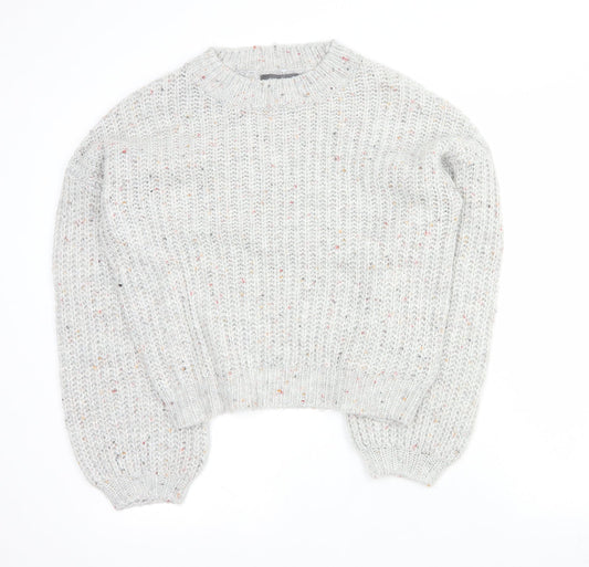 Primark Womens Grey Round Neck  Acrylic Pullover Jumper Size 2XS