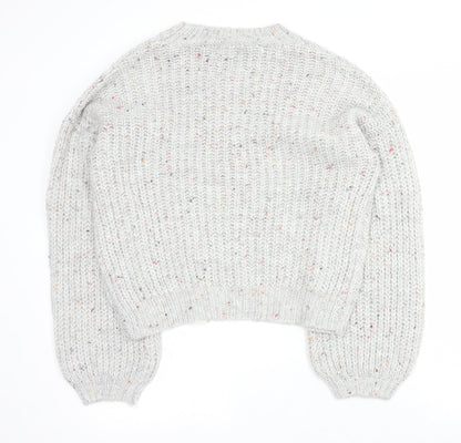 Primark Womens Grey Round Neck  Acrylic Pullover Jumper Size 2XS