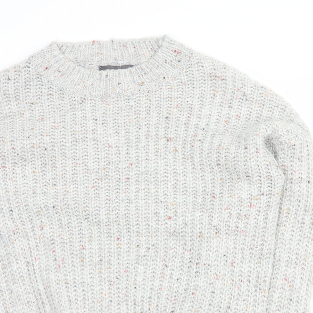 Primark Womens Grey Round Neck  Acrylic Pullover Jumper Size 2XS