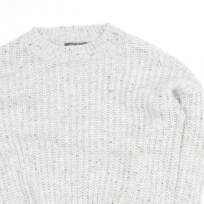 Primark Womens Grey Round Neck  Acrylic Pullover Jumper Size 2XS