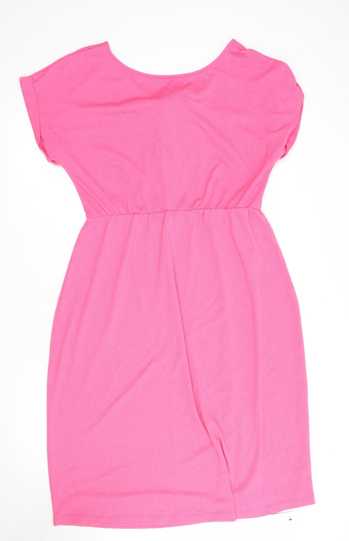 Dunnes Womens Pink  Polyester A-Line  Size M  Round Neck Tie