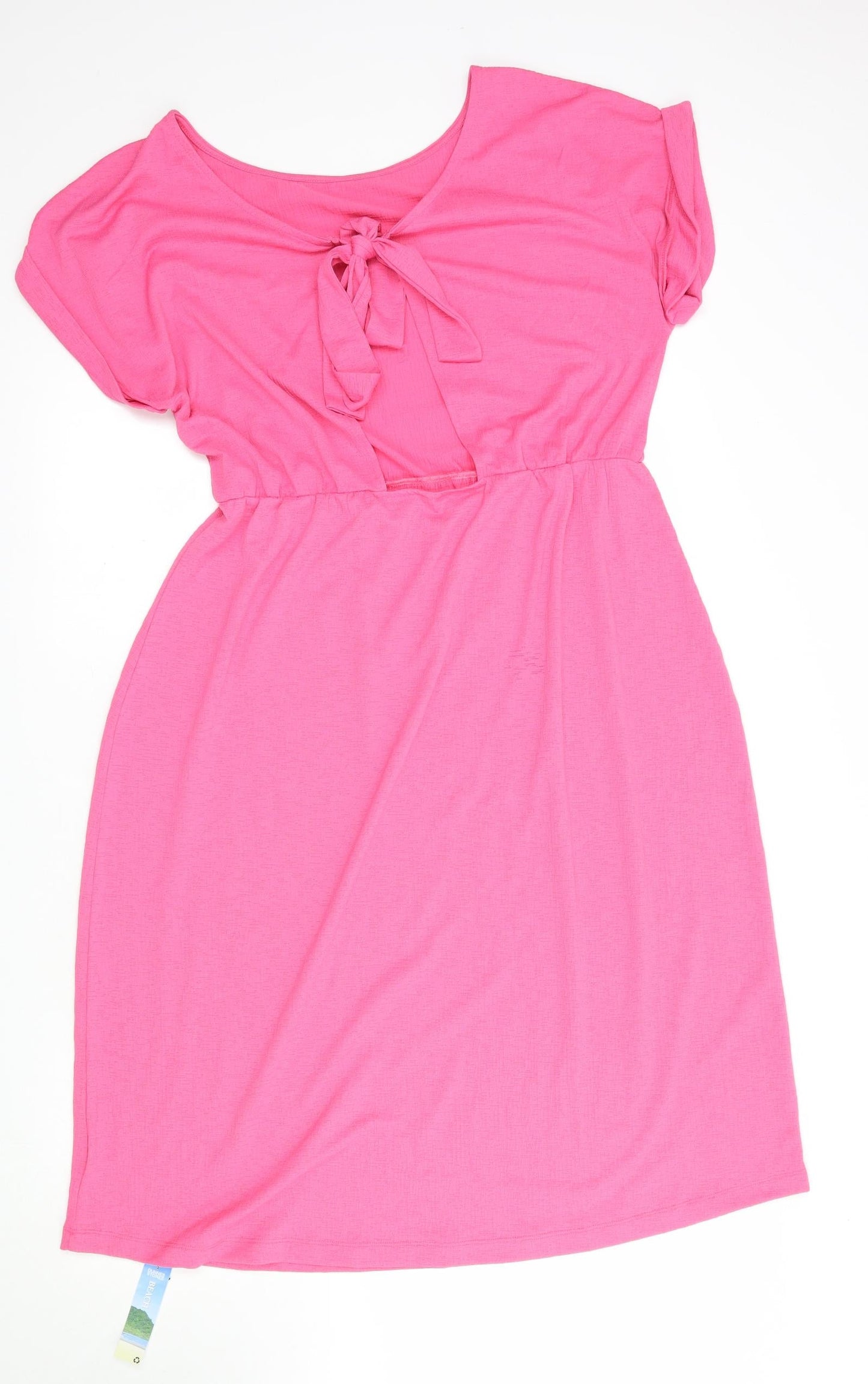 Dunnes Womens Pink  Polyester A-Line  Size M  Round Neck Tie