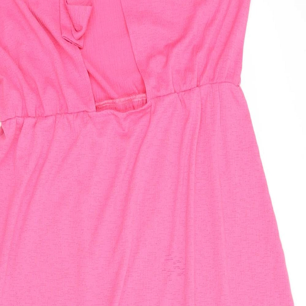 Dunnes Womens Pink  Polyester A-Line  Size M  Round Neck Tie