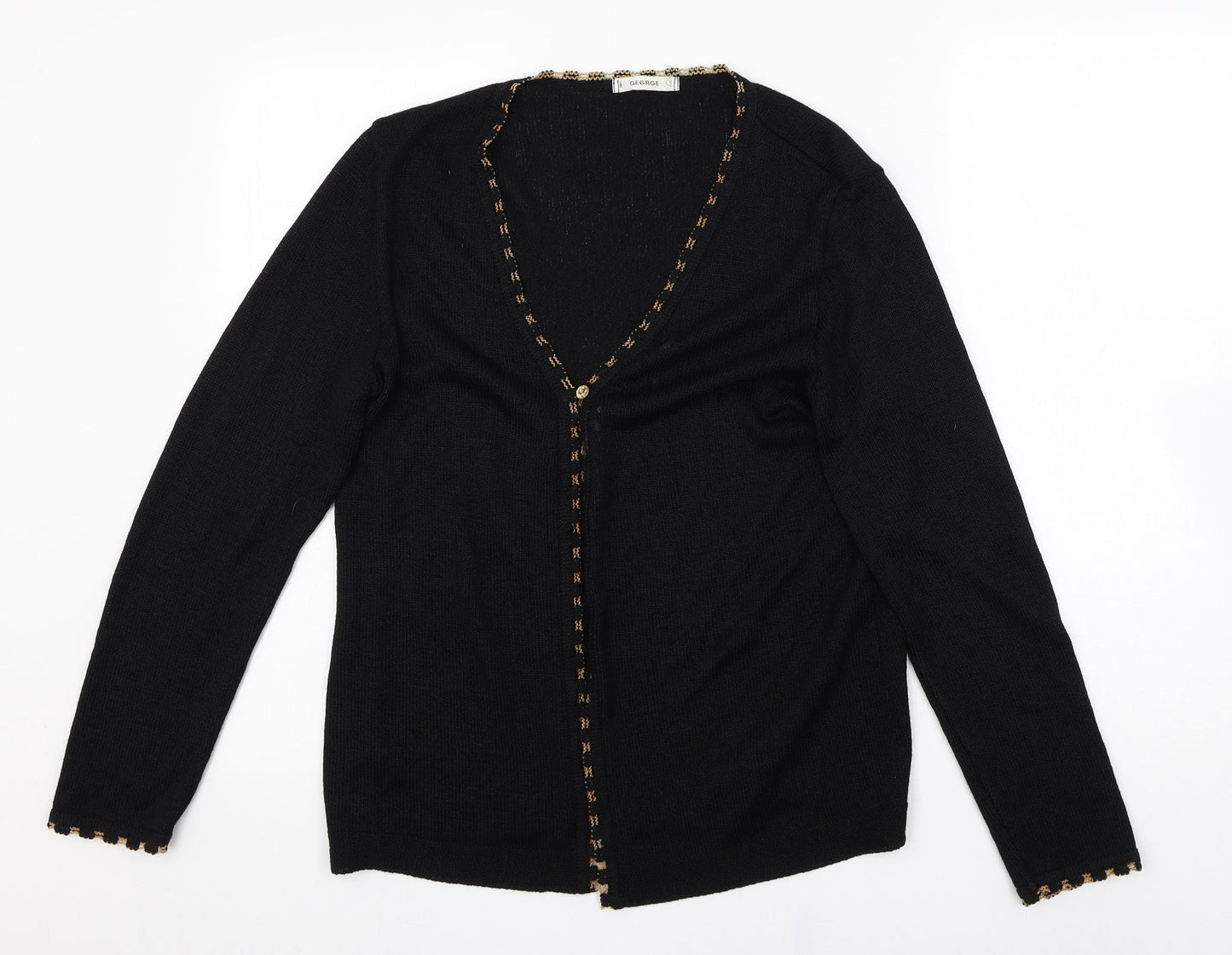George Womens Black V-Neck  Cotton Cardigan Jumper Size 16