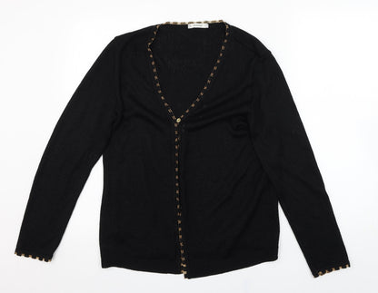George Womens Black V-Neck  Cotton Cardigan Jumper Size 16