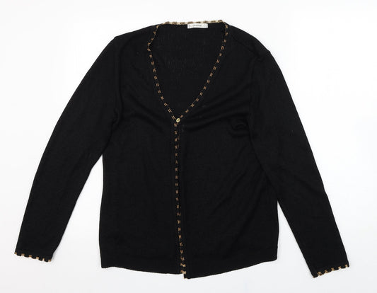 George Womens Black V-Neck  Cotton Cardigan Jumper Size 16