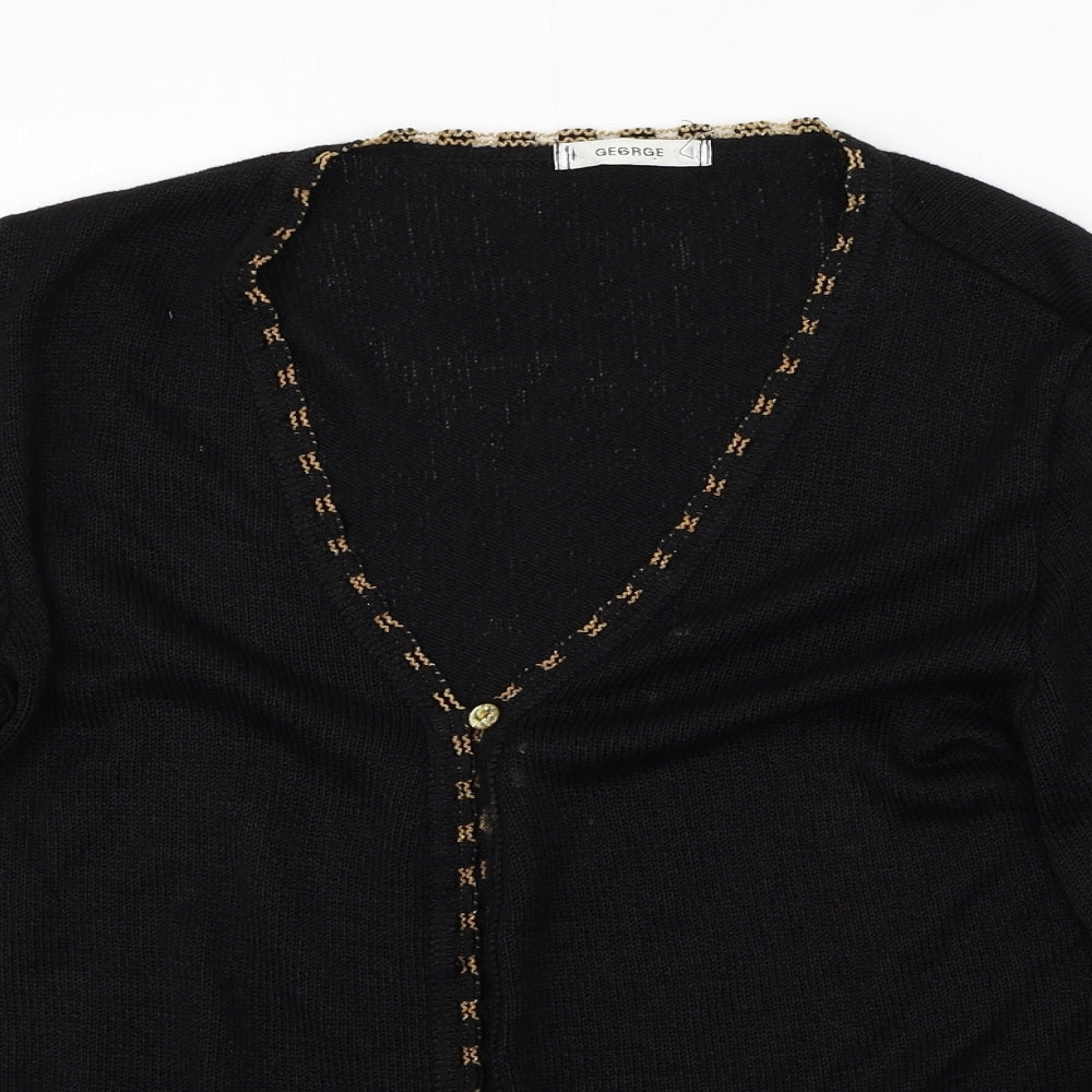 George Womens Black V-Neck  Cotton Cardigan Jumper Size 16