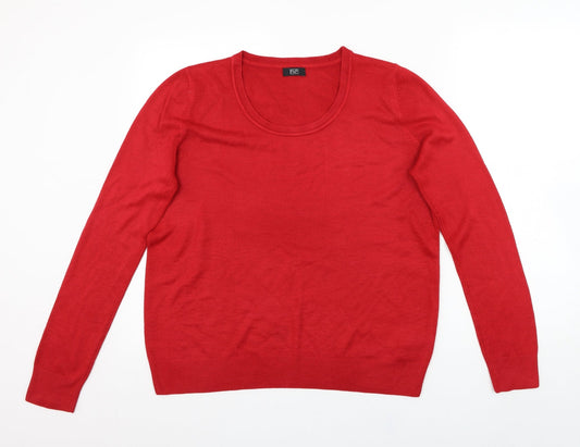 F&F Womens Red Round Neck  Acrylic Pullover Jumper Size 14