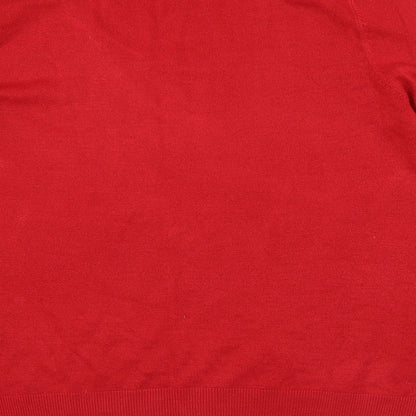 F&F Womens Red Round Neck  Acrylic Pullover Jumper Size 14